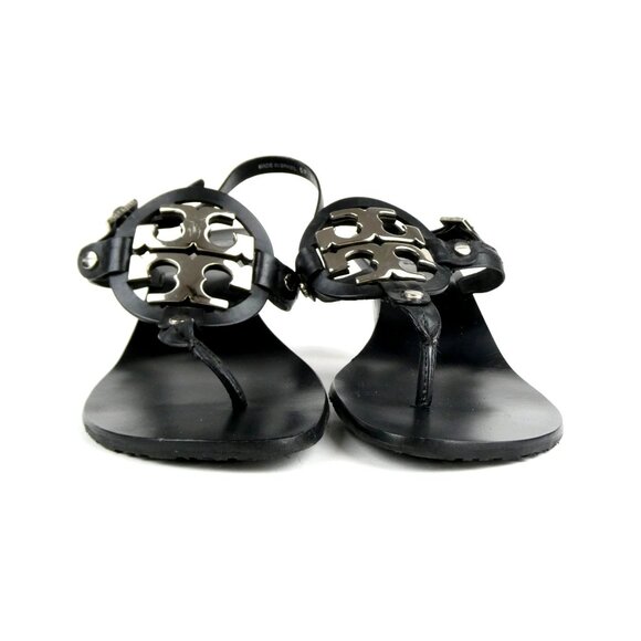 Tory Burch Black Leather Sandals Heels Size 8.5M - Picture 2 of 13
